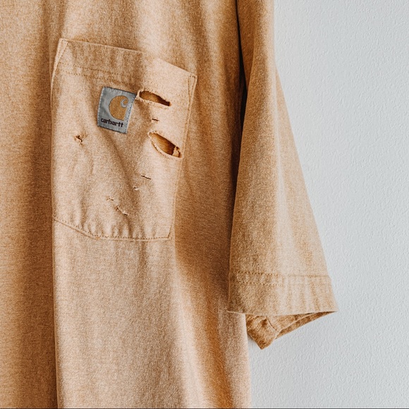 [SOLD]  Carhartt Distressed Yellow Pocket Tee - Picture 4 of 6